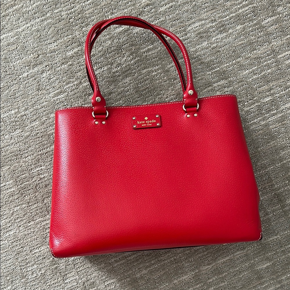 Kate Spade Red Leather Tote Bag